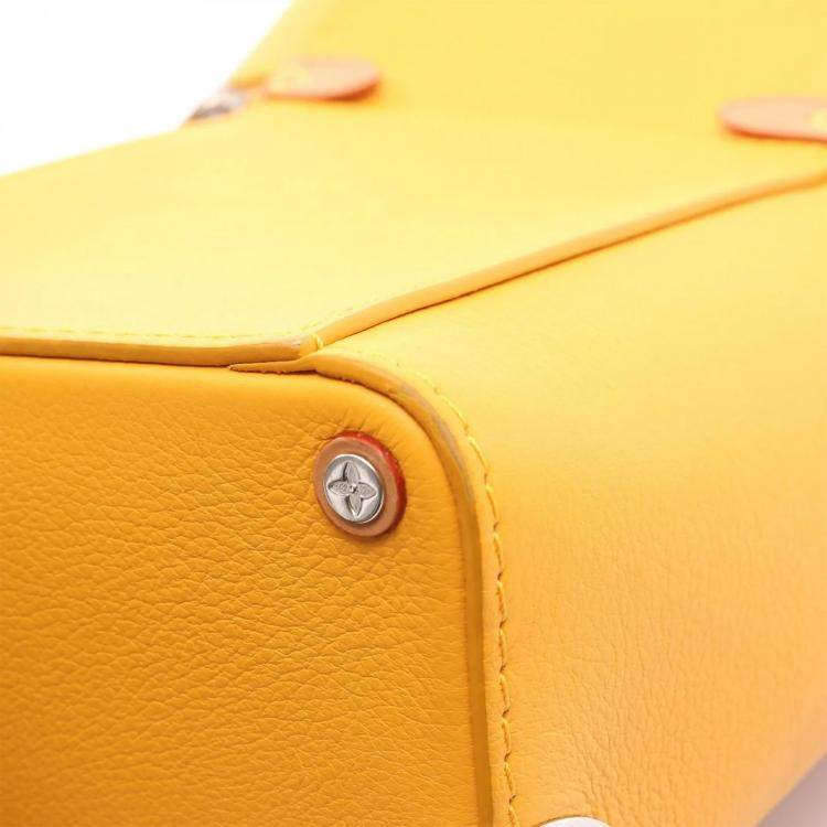 Pre Owned Louis Vuitton Vertical Box Trunk Saffron Leather Shoulder Bag