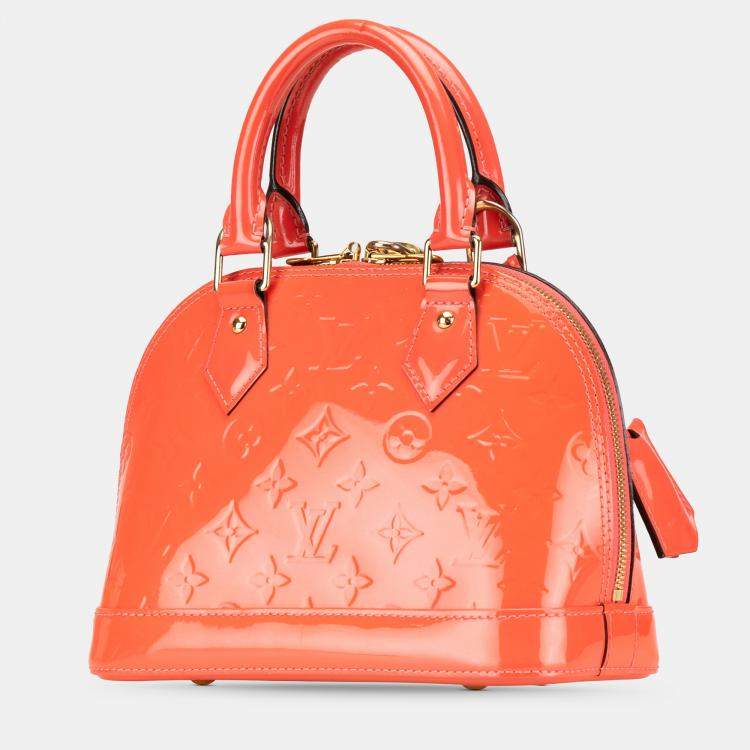 Pre Owned Louis Vuitton Orange Monogram Vernis Alma BB