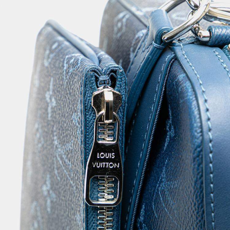 Pre Owned Louis Vuitton Blue Monogram Gradient Trio Messenger