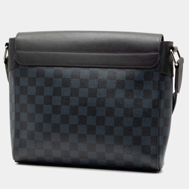 Pre Owned Louis Vuitton Black Blue Damier Cobalt Newport Messenger PM