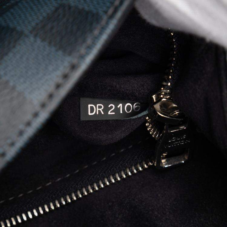 Pre Owned Louis Vuitton Black Blue Damier Cobalt Newport Messenger PM