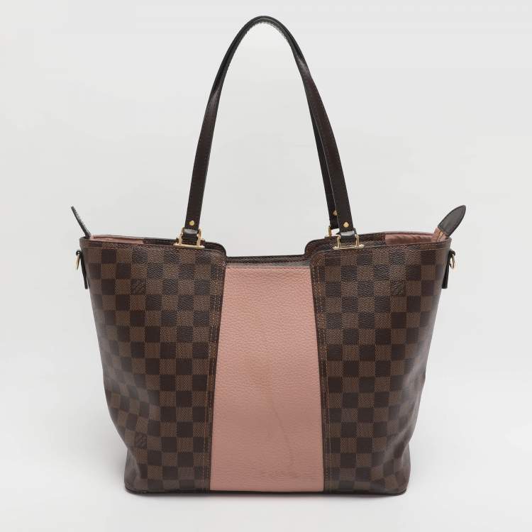 Pre Owned Louis Vuitton Jersey Magnolia Damier Ebene Canvas and Taurillon Leather Bag