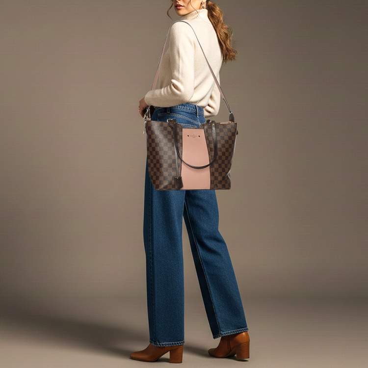 Pre Owned Louis Vuitton Jersey Magnolia Damier Ebene Canvas and Taurillon Leather Bag