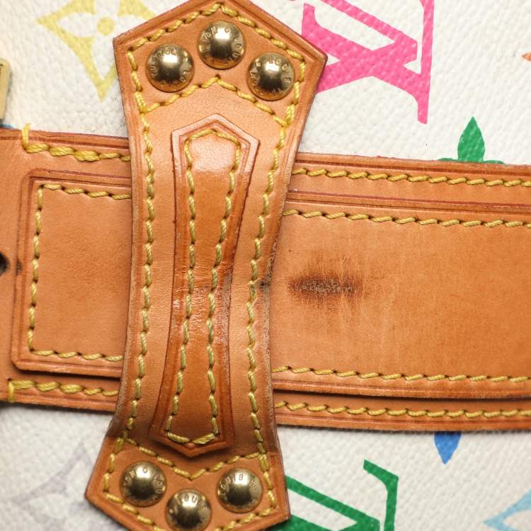 Pre Owned Louis Vuitton Theda GM White Monogram Multicolore Canvas Bag