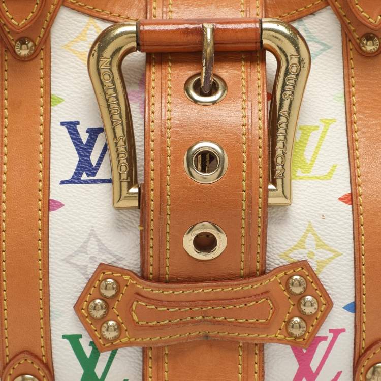 Pre Owned Louis Vuitton Theda GM White Monogram Multicolore Canvas Bag