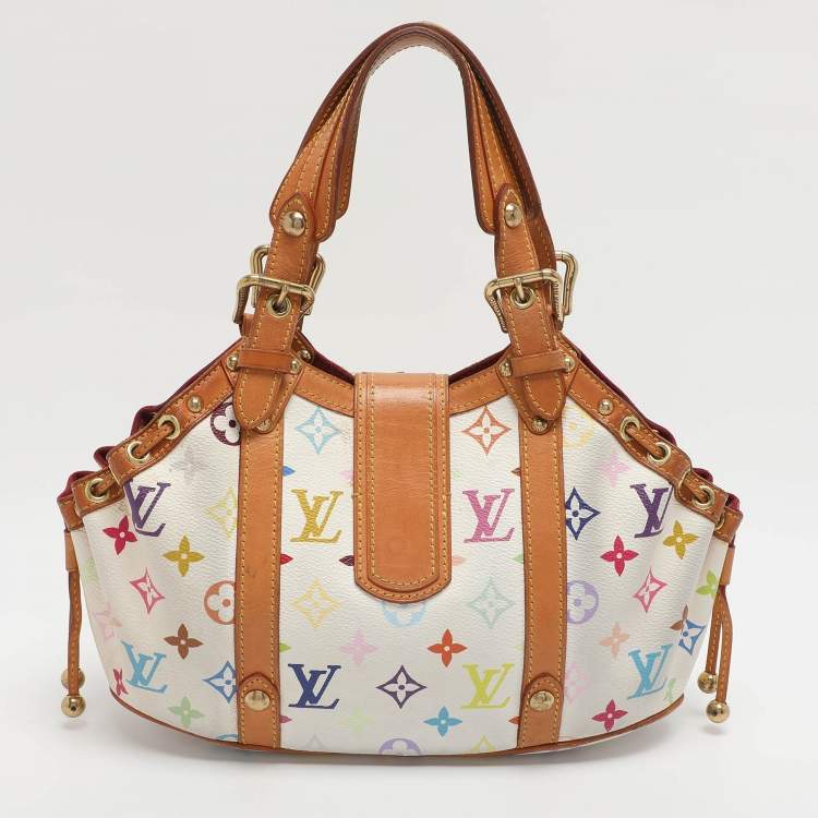 Pre Owned Louis Vuitton Theda GM White Monogram Multicolore Canvas Bag