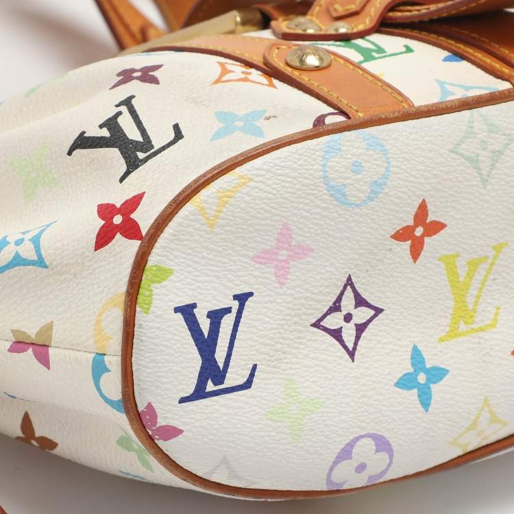 Pre Owned Louis Vuitton Theda GM White Monogram Multicolore Canvas Bag