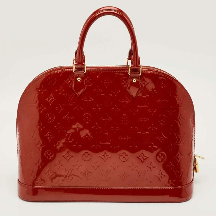 Pre Owned Louis Vuitton Alma GM Rpuge Grenadin Monogram Vernis Bag