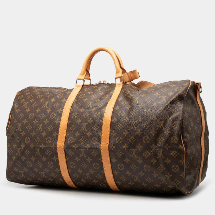 Pre Owned Louis Vuitton Brown Monogram Keepall Bandouliere 60