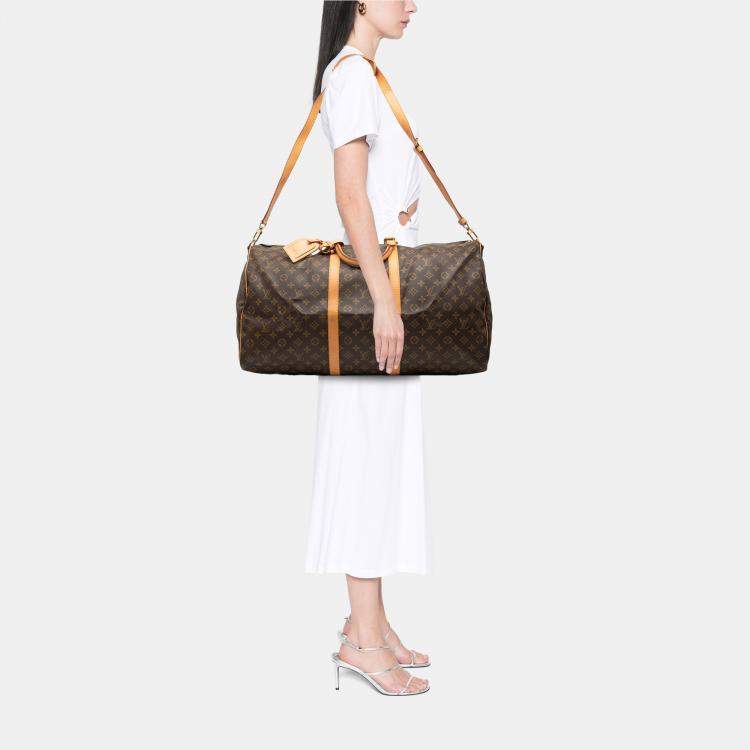 Pre Owned Louis Vuitton Brown Monogram Keepall Bandouliere 60