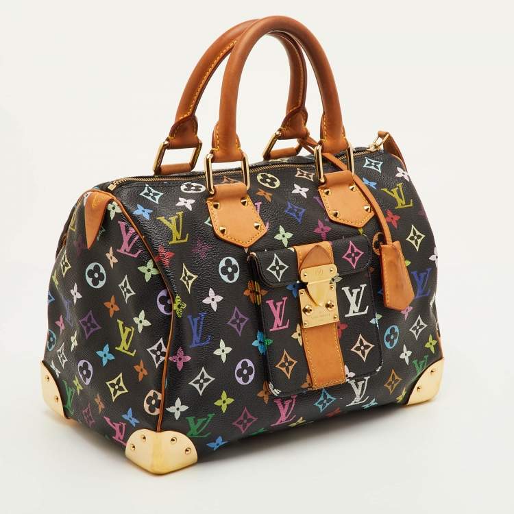 مملوكة مسبقًا Louis Vuitton Speedy 30 Black Monogram Multicolore Canvas Bag