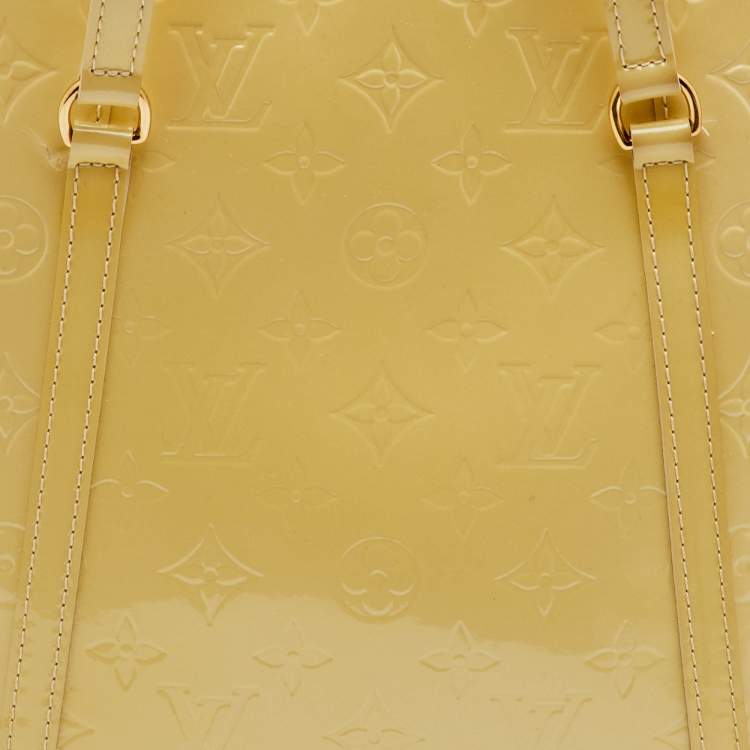 Pre Owned Louis Vuitton Avalon MM Blanc Corail Monogram Vernis Leather Bag