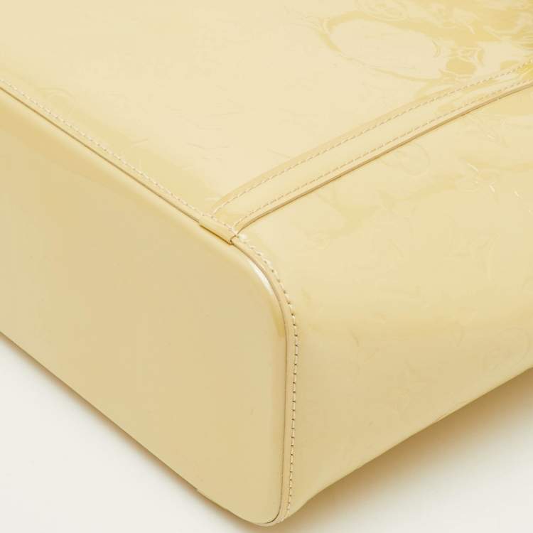 Pre Owned Louis Vuitton Avalon MM Blanc Corail Monogram Vernis Leather Bag