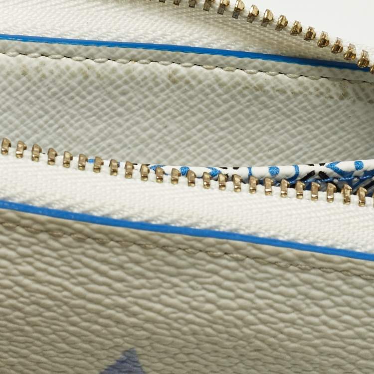 Pre Owned Louis Vuitton Zippy Blue Monogram Giant By The Pool Canvas Coin Purse