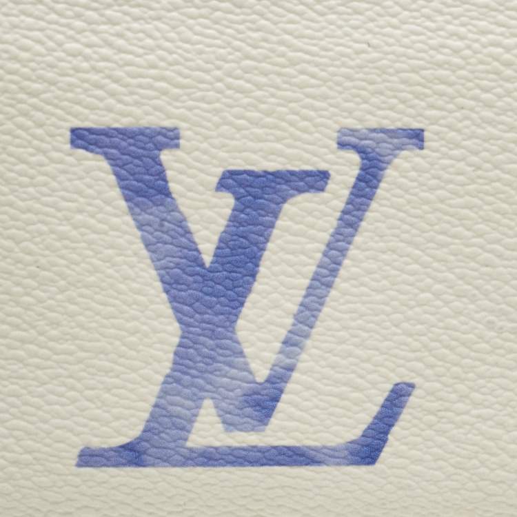Pre Owned Louis Vuitton Zippy Blue Monogram Giant By The Pool Canvas Coin Purse