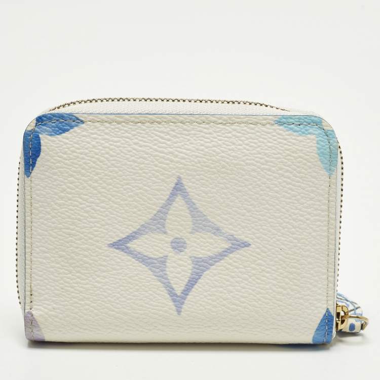 Pre Owned Louis Vuitton Zippy Blue Monogram Giant By The Pool Canvas Coin Purse