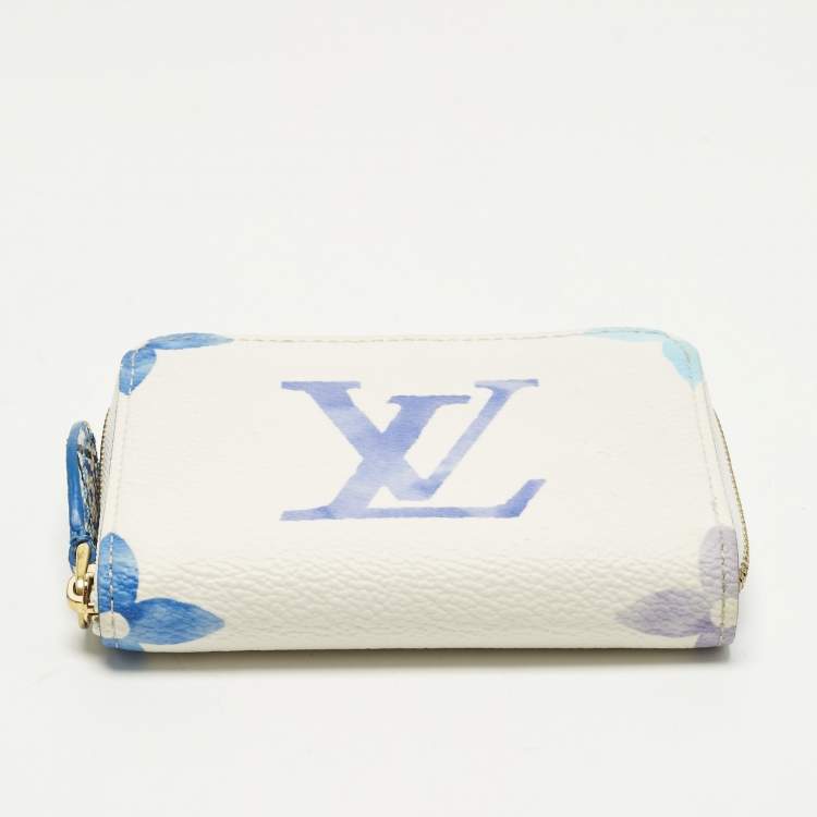 Pre Owned Louis Vuitton Zippy Blue Monogram Giant By The Pool Canvas Coin Purse