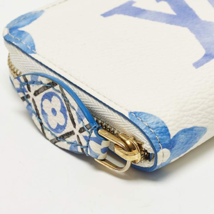 Pre Owned Louis Vuitton Zippy Blue Monogram Giant By The Pool Canvas Coin Purse
