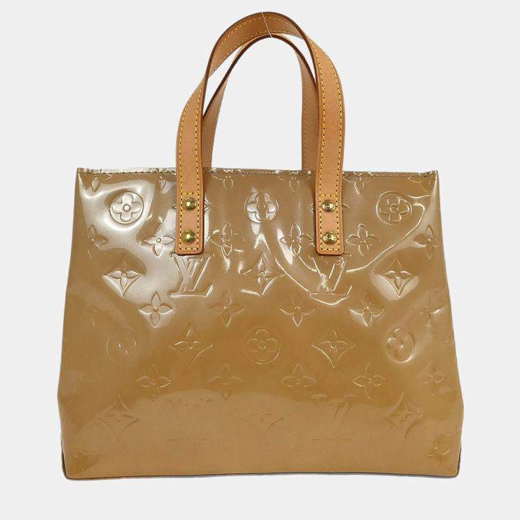 Pre Owned Louis Vuitton Reade PM Beige Monogram Vernis Leather Tote Bag