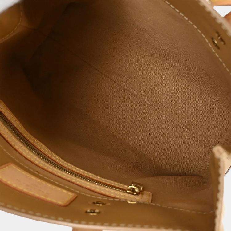 Pre Owned Louis Vuitton Reade PM Beige Monogram Vernis Leather Tote Bag