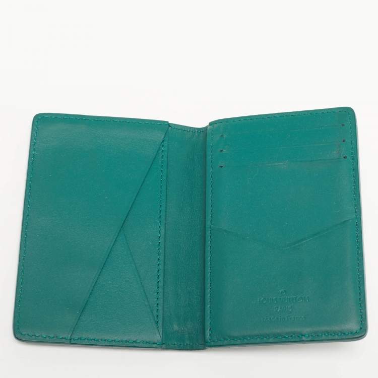 Pre Owned Louis Vuitton Aerogram Green Leather Pocket Organizer