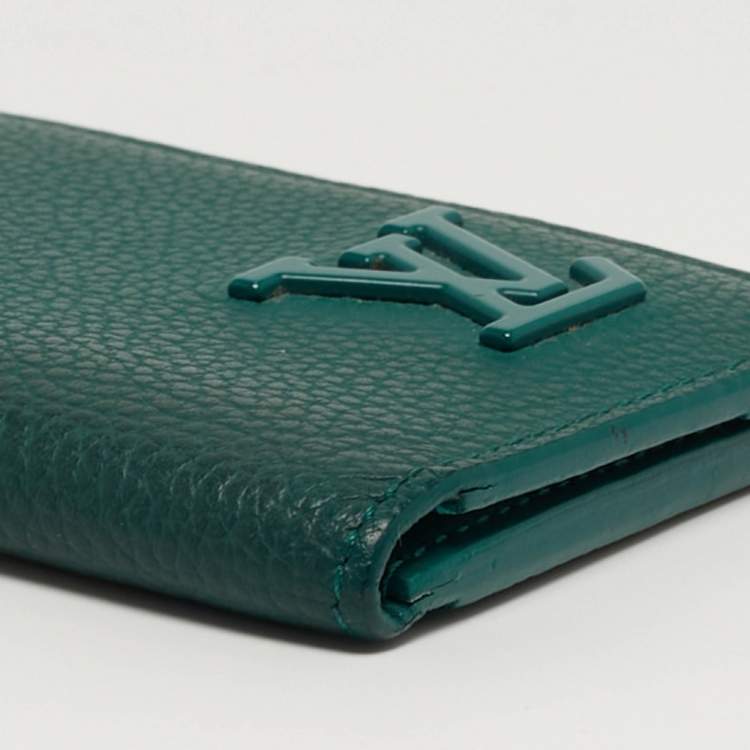 Pre Owned Louis Vuitton Aerogram Green Leather Pocket Organizer