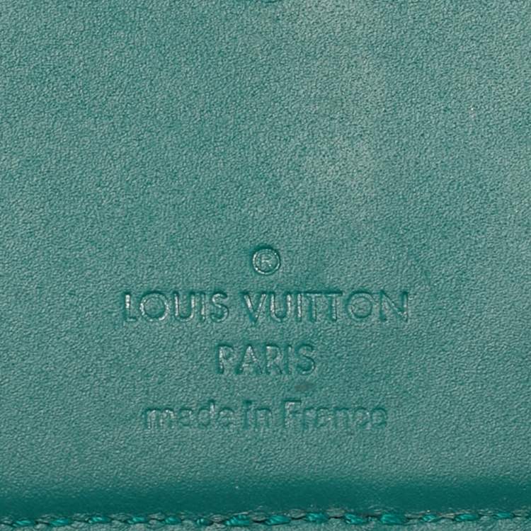 Pre Owned Louis Vuitton Aerogram Green Leather Pocket Organizer