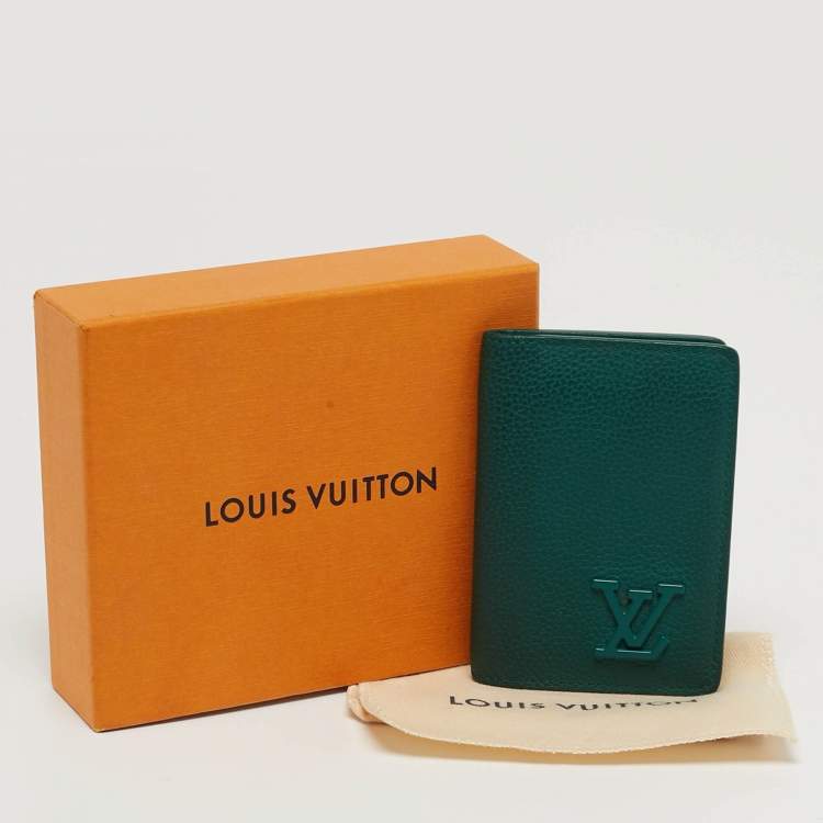Pre Owned Louis Vuitton Aerogram Green Leather Pocket Organizer