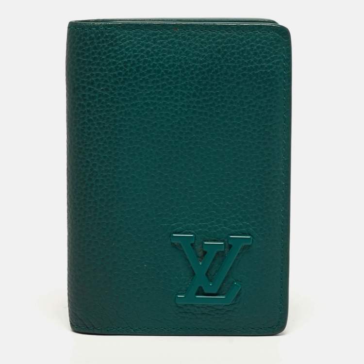 Pre Owned Louis Vuitton Aerogram Green Leather Pocket Organizer