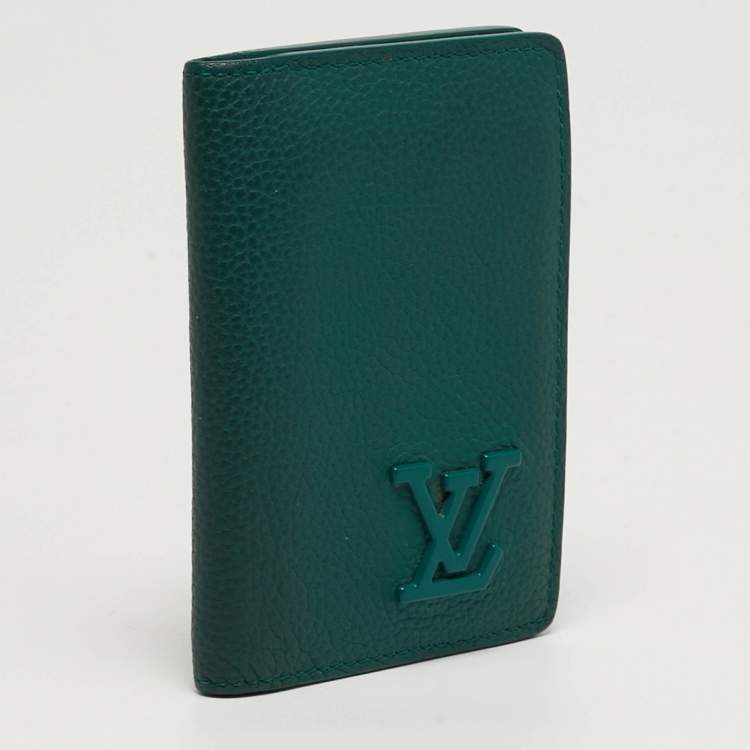 Pre Owned Louis Vuitton Aerogram Green Leather Pocket Organizer