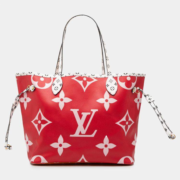 Pre Owned Louis Vuitton Red Monogram Giant Neverfull MM