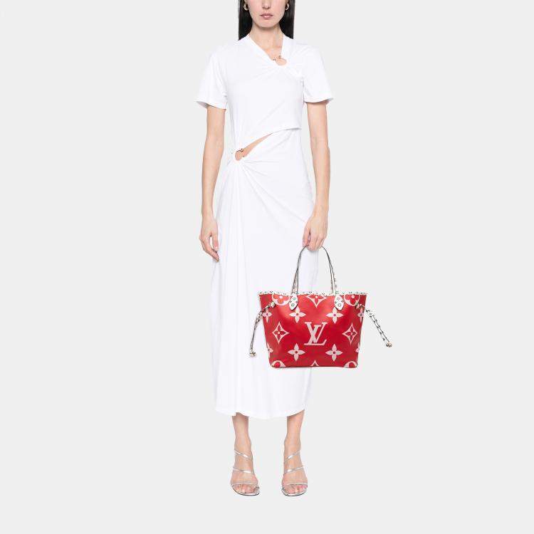 Pre Owned Louis Vuitton Red Monogram Giant Neverfull MM