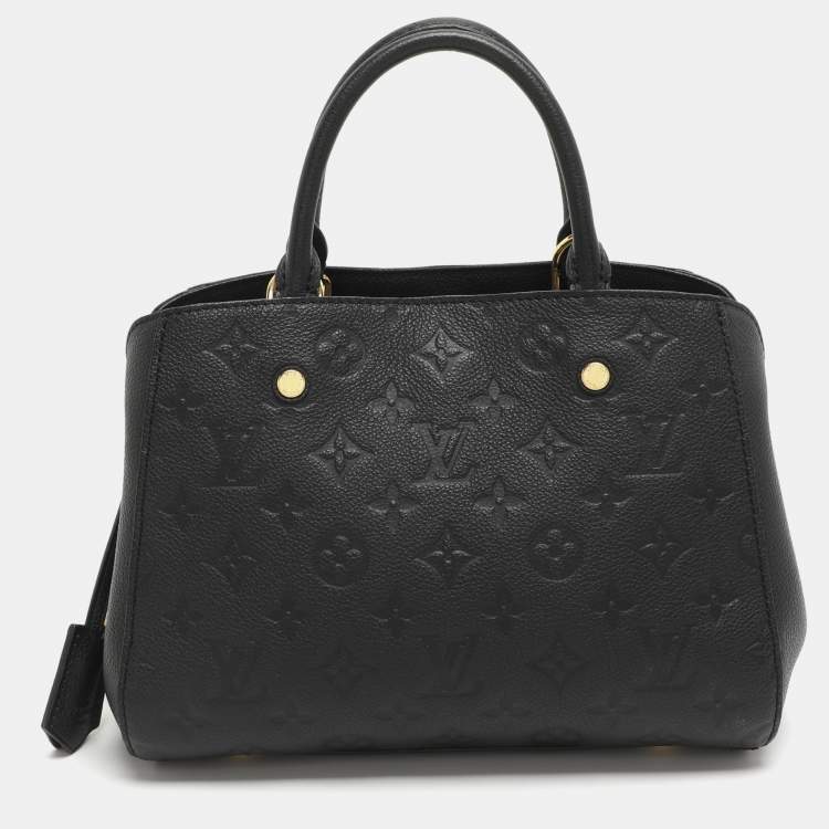 Pre Owned Louis Vuitton Montaigne BB Black Monogram Empreinte Leather Bag
