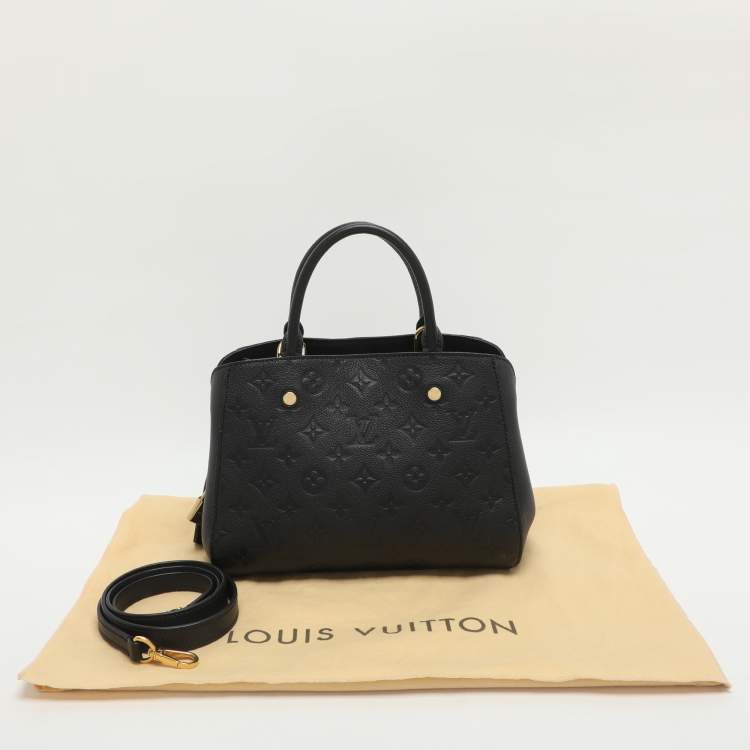 Pre Owned Louis Vuitton Montaigne BB Black Monogram Empreinte Leather Bag