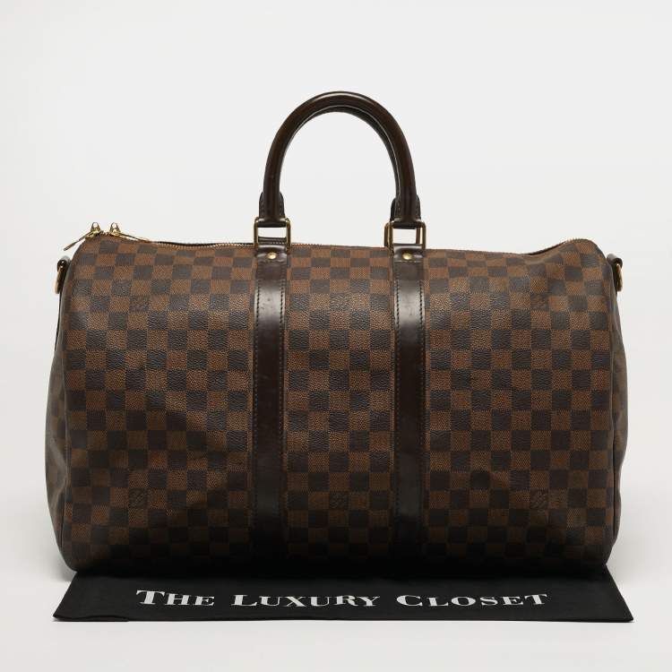 Pre Owned Louis Vuitton Keepall Bandouliere 45 Damier Ebene Canvas Bag