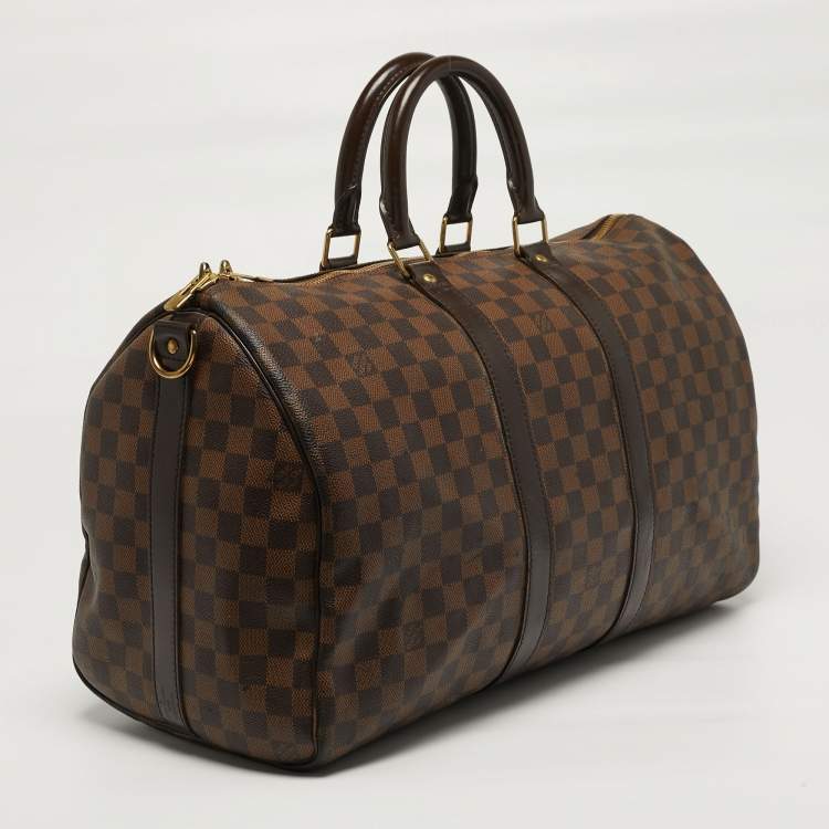 Pre Owned Louis Vuitton Keepall Bandouliere 45 Damier Ebene Canvas Bag