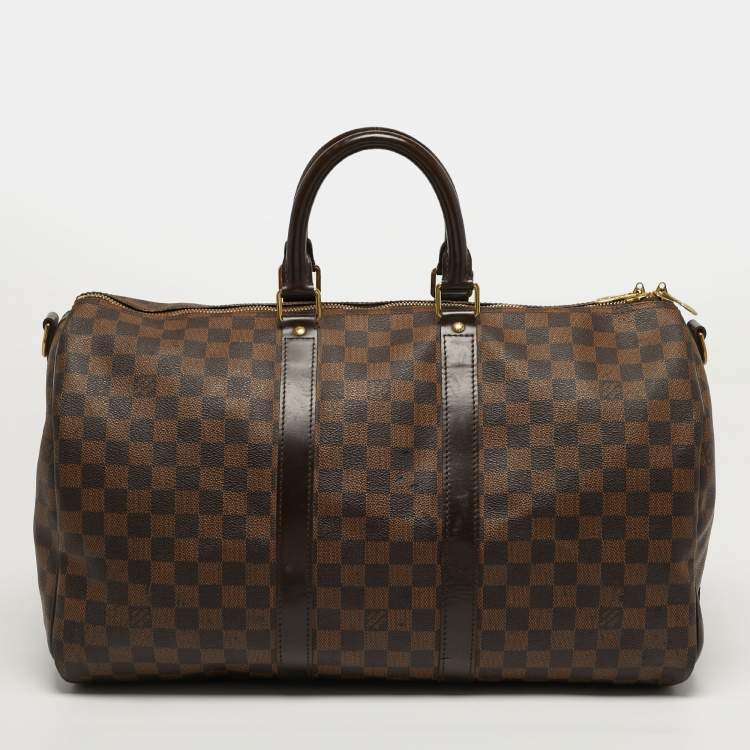 Pre Owned Louis Vuitton Keepall Bandouliere 45 Damier Ebene Canvas Bag