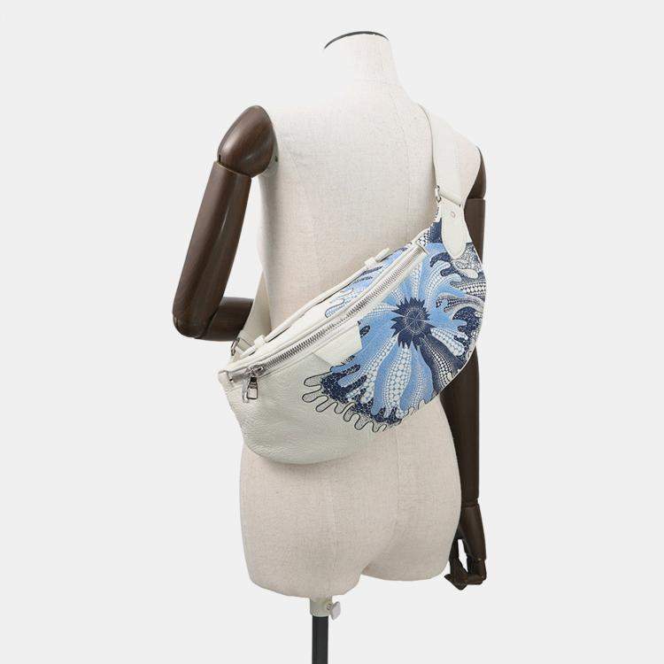 Pre Owned Louis Vuitton Lvxyk Maxi Bumbag Yayoi Kusama White/Blue Monogram Taurillon Leather