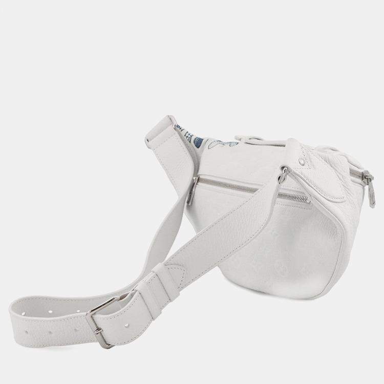 Pre Owned Louis Vuitton Lvxyk Maxi Bumbag Yayoi Kusama White/Blue Monogram Taurillon Leather