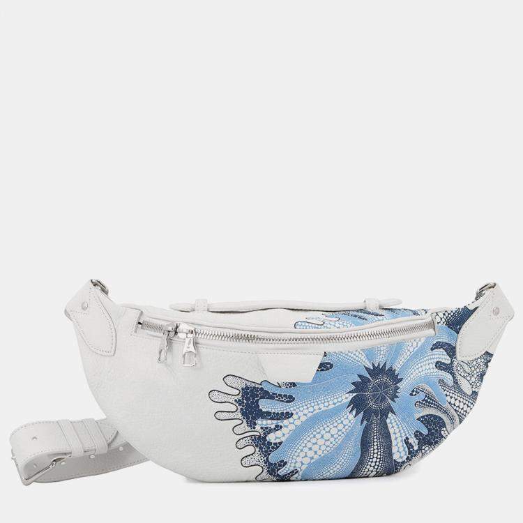 Pre Owned Louis Vuitton Lvxyk Maxi Bumbag Yayoi Kusama White/Blue Monogram Taurillon Leather