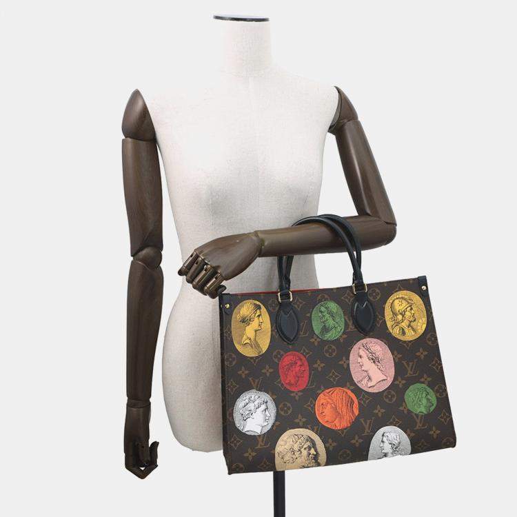 Pre Owned Louis Vuitton Onthego Fornasetti Multicolor Monogram / Cameo Size Mm