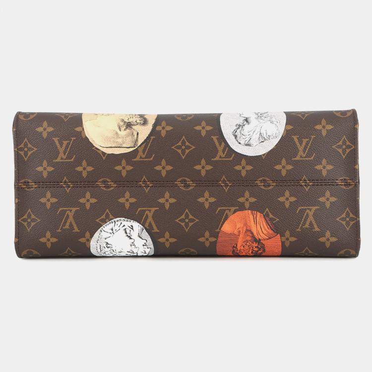 Pre Owned Louis Vuitton Onthego Fornasetti Multicolor Monogram / Cameo Size Mm