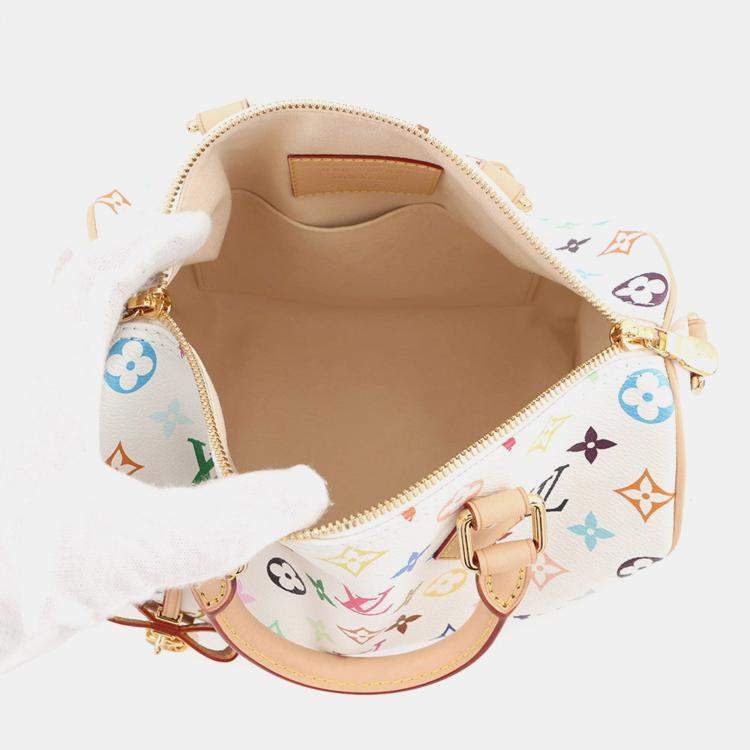 Pre Owned Louis Vuitton Lv Tm Speedy Bandouliere White Monogram Multicolor Size 25