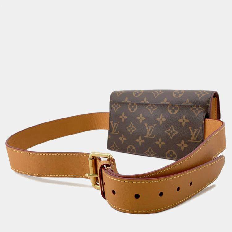 Pre Owned Louis Vuitton Spadlock Belt Pouch Brown Monogram Size PM