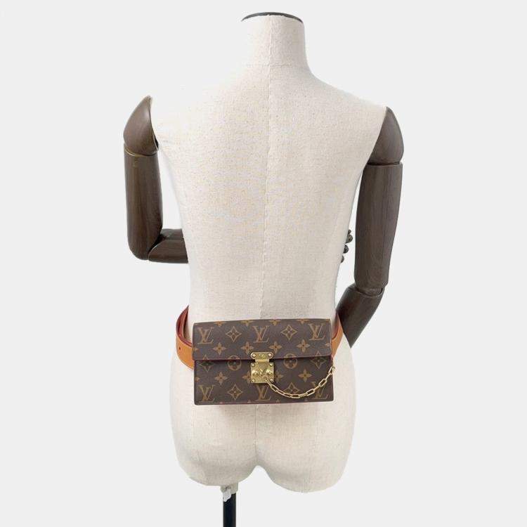Pre Owned Louis Vuitton Spadlock Belt Pouch Brown Monogram Size PM