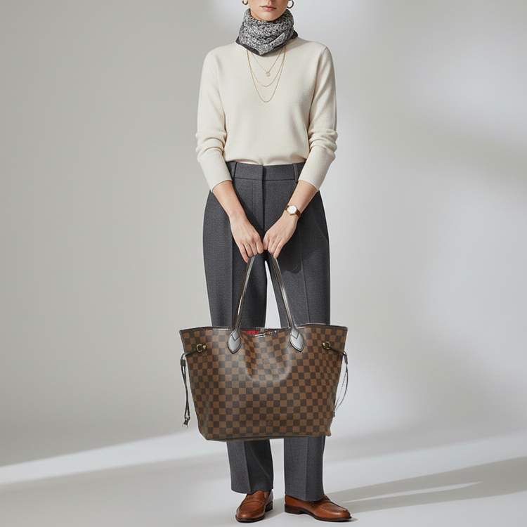 Pre Owned Louis Vuitton Neverfull MM Damier Ebene Canvas Bag