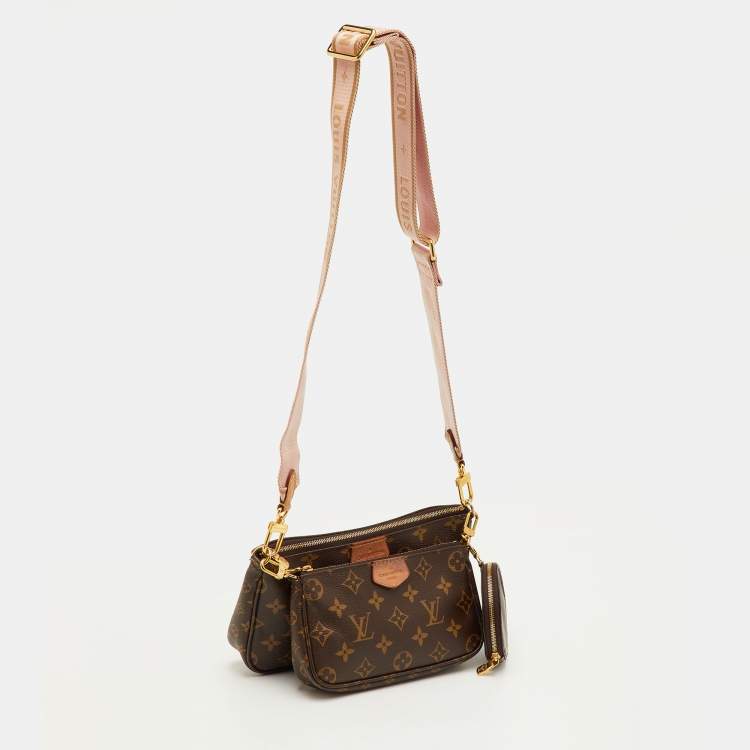 Pre Owned Louis Vuitton Multi-Pochette Accessories Rose Ballerine Monogram Canvas Bag