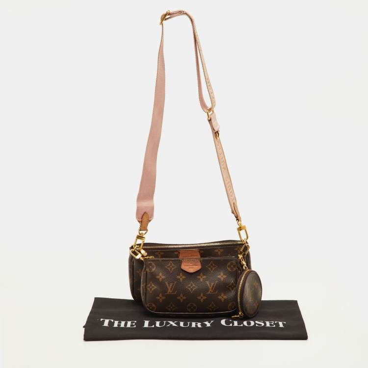 Pre Owned Louis Vuitton Multi-Pochette Accessories Rose Ballerine Monogram Canvas Bag