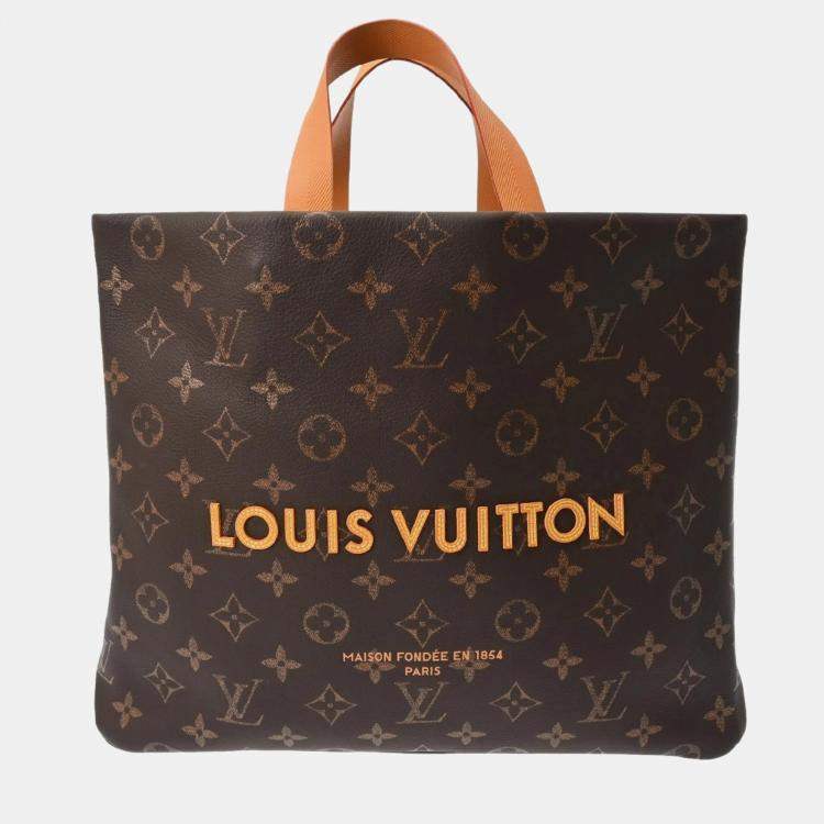 Pre Owned Louis Vuitton Monogram Shopper Tote MM Brown Calf Leather Bag