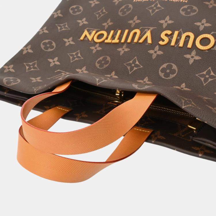 Pre Owned Louis Vuitton Monogram Shopper Tote MM Brown Calf Leather Bag